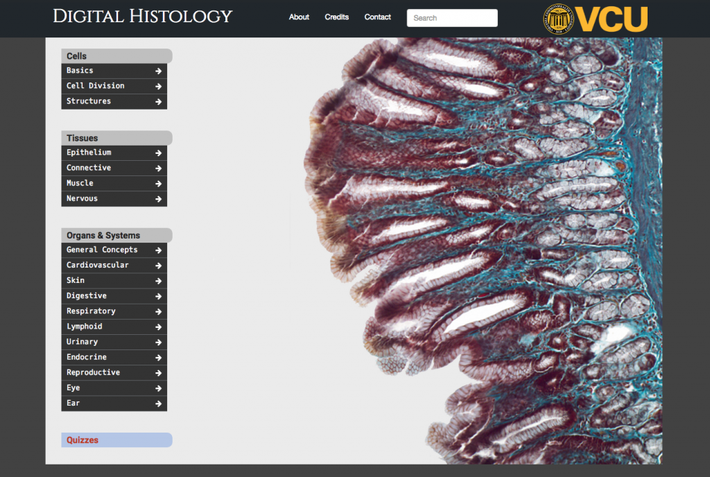 Digital Histology homescreen screenshot.
