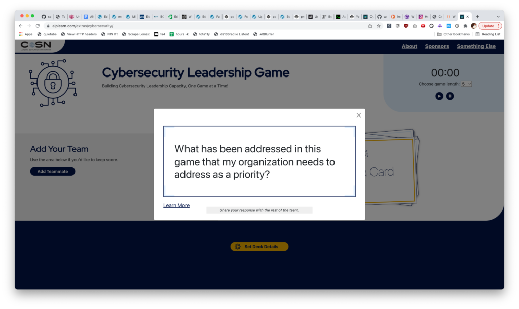 A screenshot of the cyber security website showing a card with text.