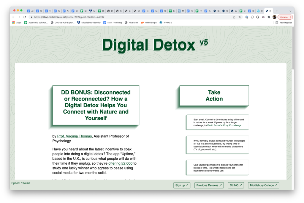 A screenshot of the digital detox site. 